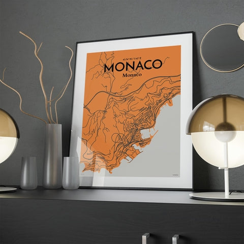 Monaco City Map Poster – Detailed Art Print of Monaco, French Riviera for Home Decor, Office Decor, Travel Art, and Unique Gifts