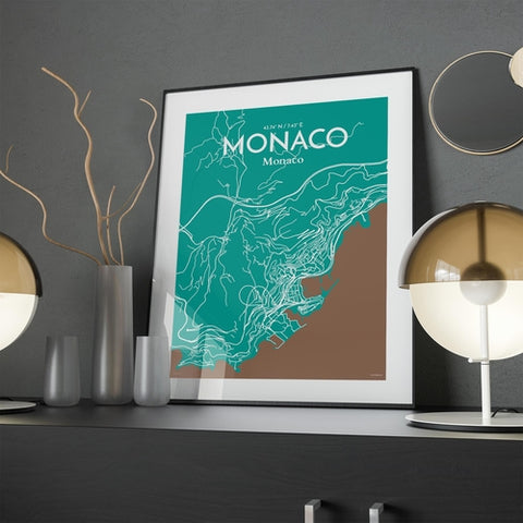 Monaco City Map Poster – Detailed Art Print of Monaco, French Riviera for Home Decor, Office Decor, Travel Art, and Unique Gifts