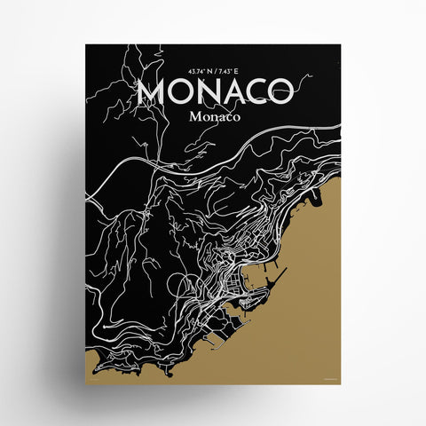 Monaco City Map Poster – Detailed Art Print of Monaco, French Riviera for Home Decor, Office Decor, Travel Art, and Unique Gifts