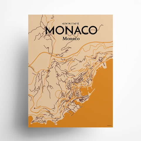 Monaco City Map Poster – Detailed Art Print of Monaco, French Riviera for Home Decor, Office Decor, Travel Art, and Unique Gifts