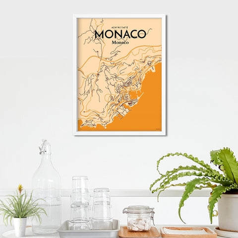 Monaco City Map Poster – Detailed Art Print of Monaco, French Riviera for Home Decor, Office Decor, Travel Art, and Unique Gifts