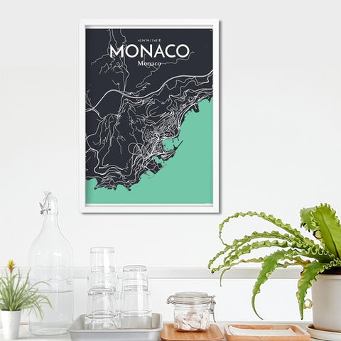 Monaco City Map Poster – Detailed Art Print of Monaco, French Riviera for Home Decor, Office Decor, Travel Art, and Unique Gifts