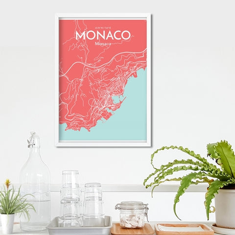 Monaco City Map Poster – Detailed Art Print of Monaco, French Riviera for Home Decor, Office Decor, Travel Art, and Unique Gifts