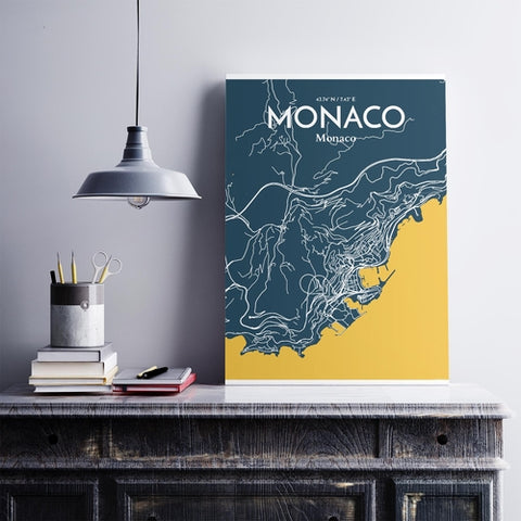 Monaco City Map Poster – Detailed Art Print of Monaco, French Riviera for Home Decor, Office Decor, Travel Art, and Unique Gifts