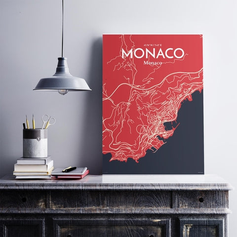 Monaco City Map Poster – Detailed Art Print of Monaco, French Riviera for Home Decor, Office Decor, Travel Art, and Unique Gifts