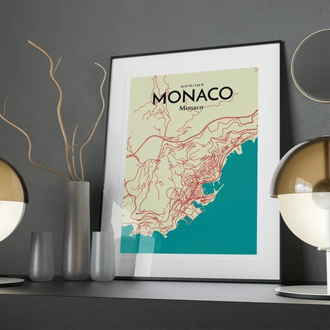 Monaco City Map Poster – Detailed Art Print of Monaco, French Riviera for Home Decor, Office Decor, Travel Art, and Unique Gifts