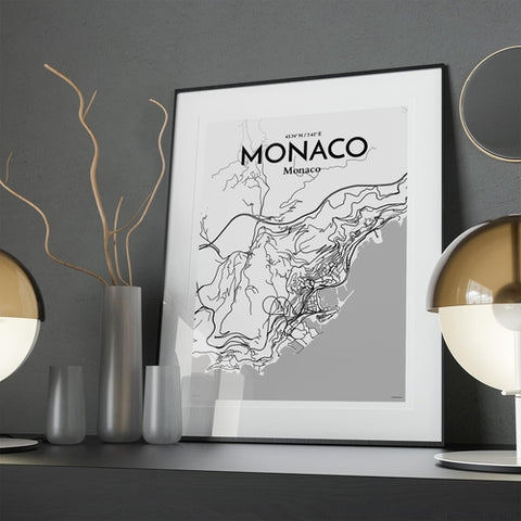 Monaco City Map Poster – Detailed Art Print of Monaco, French Riviera for Home Decor, Office Decor, Travel Art, and Unique Gifts