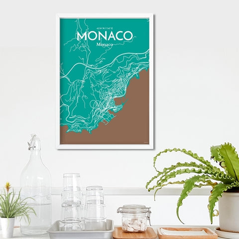 Monaco City Map Poster – Detailed Art Print of Monaco, French Riviera for Home Decor, Office Decor, Travel Art, and Unique Gifts