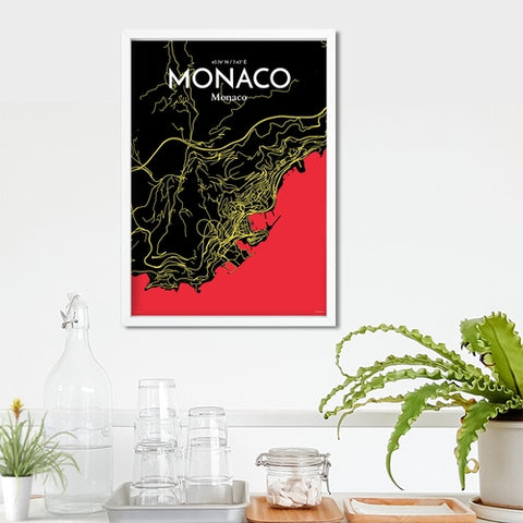 Monaco City Map Poster – Detailed Art Print of Monaco, French Riviera for Home Decor, Office Decor, Travel Art, and Unique Gifts