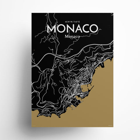 Monaco City Map Poster – Detailed Art Print of Monaco, French Riviera for Home Decor, Office Decor, Travel Art, and Unique Gifts