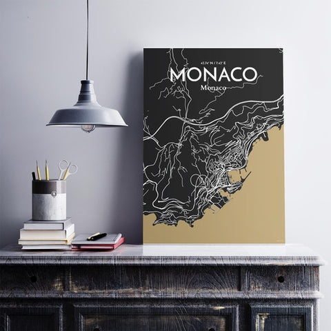 Monaco City Map Poster – Detailed Art Print of Monaco, French Riviera for Home Decor, Office Decor, Travel Art, and Unique Gifts