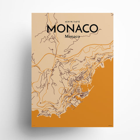 Monaco City Map Poster – Detailed Art Print of Monaco, French Riviera for Home Decor, Office Decor, Travel Art, and Unique Gifts