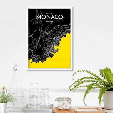 Monaco City Map Poster – Detailed Art Print of Monaco, French Riviera for Home Decor, Office Decor, Travel Art, and Unique Gifts