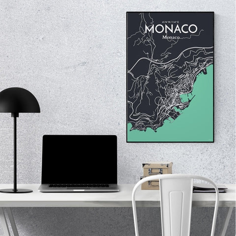 Monaco City Map Poster – Detailed Art Print of Monaco, French Riviera for Home Decor, Office Decor, Travel Art, and Unique Gifts