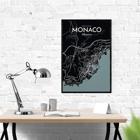 Monaco City Map Poster – Detailed Art Print of Monaco, French Riviera for Home Decor, Office Decor, Travel Art, and Unique Gifts