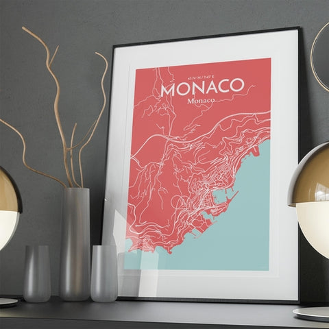 Monaco City Map Poster – Detailed Art Print of Monaco, French Riviera for Home Decor, Office Decor, Travel Art, and Unique Gifts