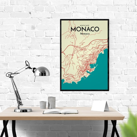 Monaco City Map Poster – Detailed Art Print of Monaco, French Riviera for Home Decor, Office Decor, Travel Art, and Unique Gifts