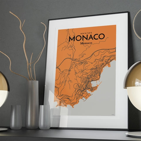 Monaco City Map Poster – Detailed Art Print of Monaco, French Riviera for Home Decor, Office Decor, Travel Art, and Unique Gifts