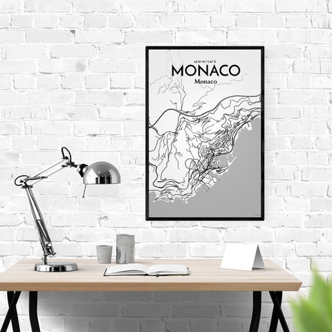 Monaco City Map Poster – Detailed Art Print of Monaco, French Riviera for Home Decor, Office Decor, Travel Art, and Unique Gifts