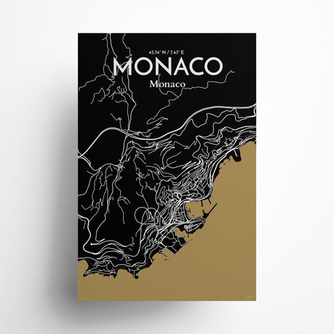 Monaco City Map Poster – Detailed Art Print of Monaco, French Riviera for Home Decor, Office Decor, Travel Art, and Unique Gifts