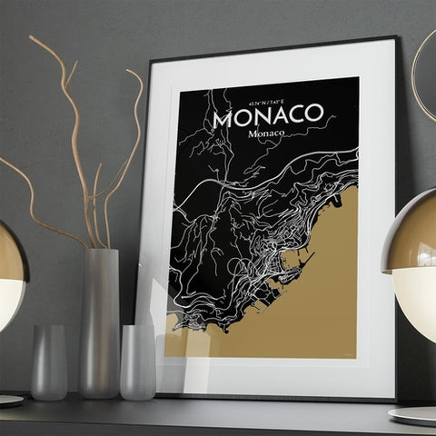 Monaco City Map Poster – Detailed Art Print of Monaco, French Riviera for Home Decor, Office Decor, Travel Art, and Unique Gifts