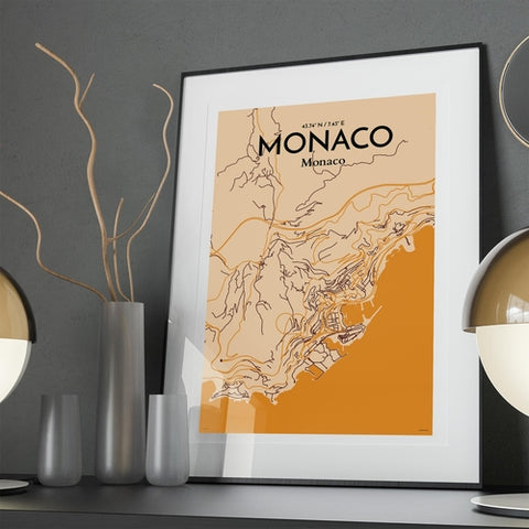 Monaco City Map Poster – Detailed Art Print of Monaco, French Riviera for Home Decor, Office Decor, Travel Art, and Unique Gifts