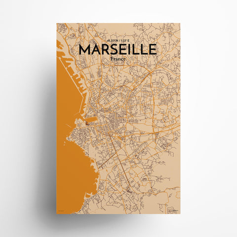 Marseille City Map Poster – Detailed Art Print of Marseille, South of France City Map Art for Home Decor, Office Decor, and Unique Gifts