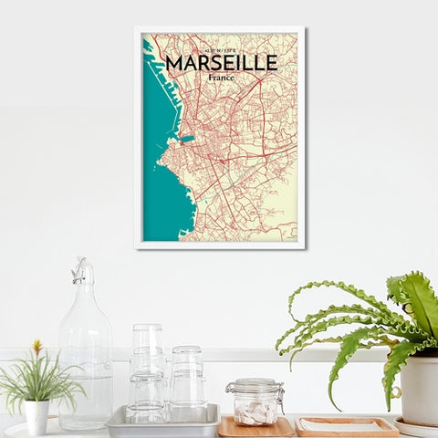 Marseille City Map Poster – Detailed Art Print of Marseille, South of France City Map Art for Home Decor, Office Decor, and Unique Gifts