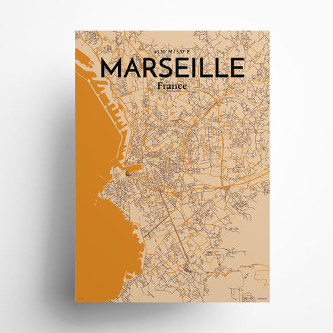 Marseille City Map Poster – Detailed Art Print of Marseille, South of France City Map Art for Home Decor, Office Decor, and Unique Gifts