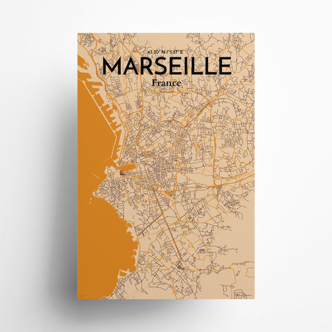 Marseille City Map Poster – Detailed Art Print of Marseille, South of France City Map Art for Home Decor, Office Decor, and Unique Gifts