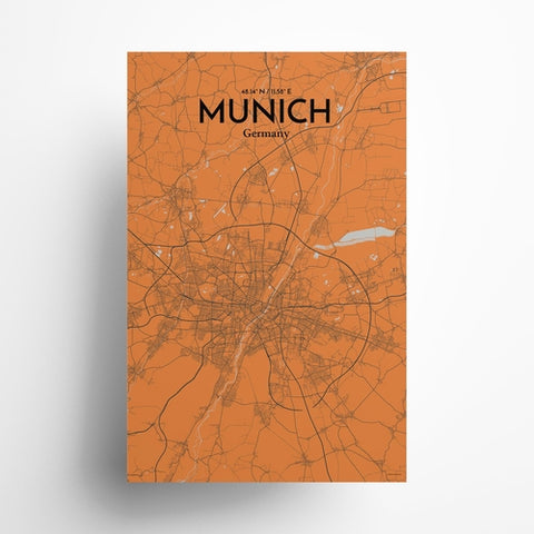 Munich City Map Poster – Detailed Art Print of Munich, German City Map Art for Home Decor, Office Decor, and Unique Gifts