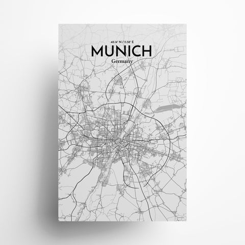 Munich City Map Poster – Detailed Art Print of Munich, German City Map Art for Home Decor, Office Decor, and Unique Gifts