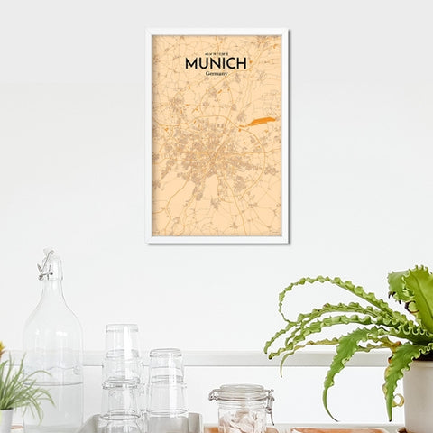 Munich City Map Poster – Detailed Art Print of Munich, German City Map Art for Home Decor, Office Decor, and Unique Gifts