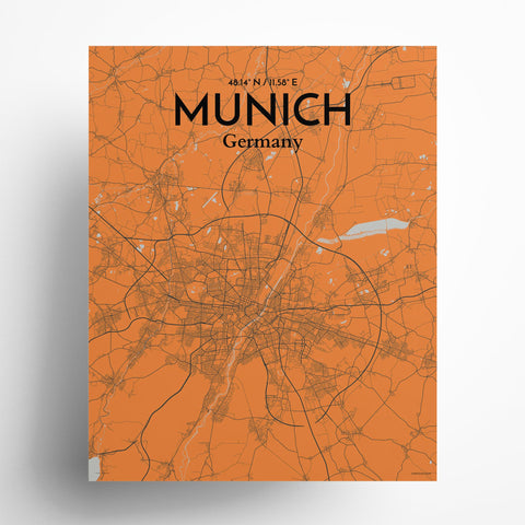 Munich City Map Poster – Detailed Art Print of Munich, German City Map Art for Home Decor, Office Decor, and Unique Gifts