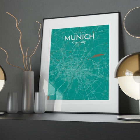 Munich City Map Poster – Detailed Art Print of Munich, German City Map Art for Home Decor, Office Decor, and Unique Gifts