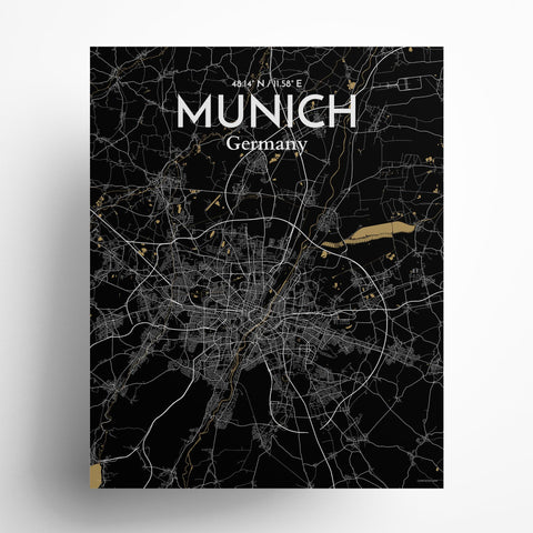 Munich City Map Poster – Detailed Art Print of Munich, German City Map Art for Home Decor, Office Decor, and Unique Gifts