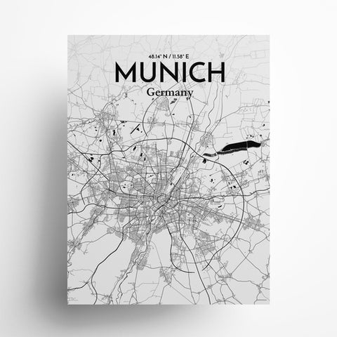 Munich City Map Poster – Detailed Art Print of Munich, German City Map Art for Home Decor, Office Decor, and Unique Gifts