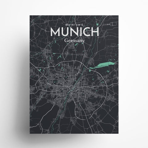 Munich City Map Poster – Detailed Art Print of Munich, German City Map Art for Home Decor, Office Decor, and Unique Gifts