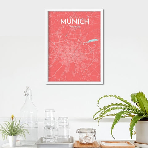 Munich City Map Poster – Detailed Art Print of Munich, German City Map Art for Home Decor, Office Decor, and Unique Gifts