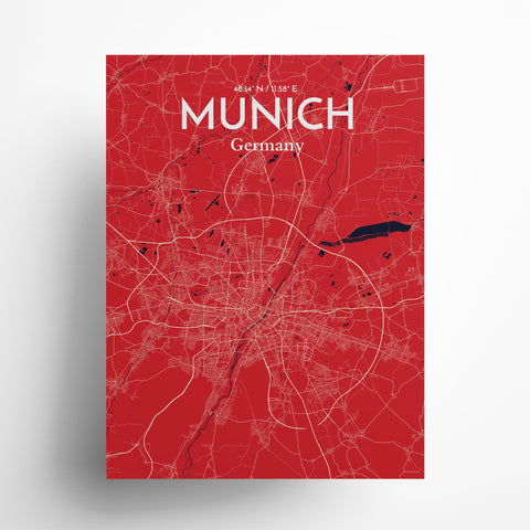 Munich City Map Poster – Detailed Art Print of Munich, German City Map Art for Home Decor, Office Decor, and Unique Gifts