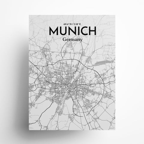 Munich City Map Poster – Detailed Art Print of Munich, German City Map Art for Home Decor, Office Decor, and Unique Gifts