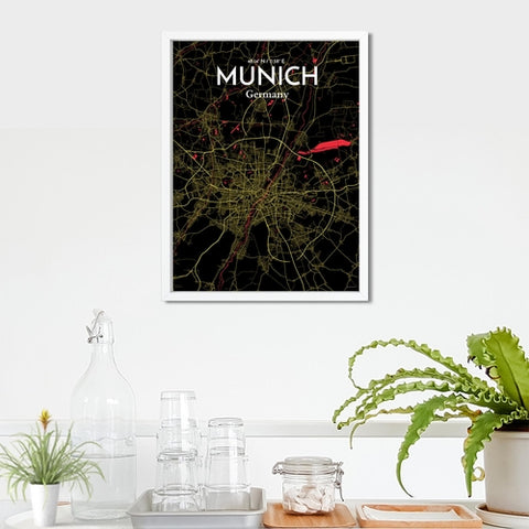 Munich City Map Poster – Detailed Art Print of Munich, German City Map Art for Home Decor, Office Decor, and Unique Gifts