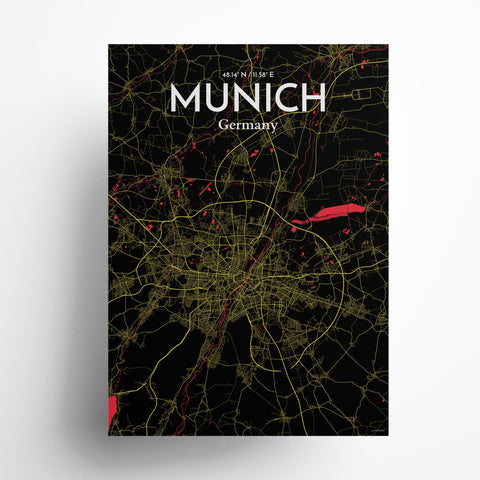 Munich City Map Poster – Detailed Art Print of Munich, German City Map Art for Home Decor, Office Decor, and Unique Gifts