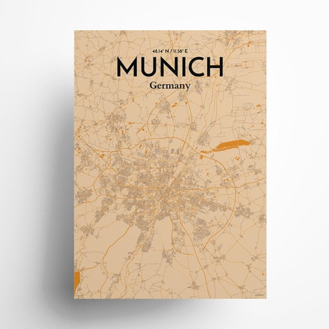 Munich City Map Poster – Detailed Art Print of Munich, German City Map Art for Home Decor, Office Decor, and Unique Gifts