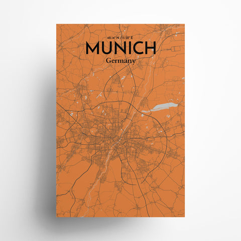 Munich City Map Poster – Detailed Art Print of Munich, German City Map Art for Home Decor, Office Decor, and Unique Gifts