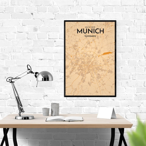 Munich City Map Poster – Detailed Art Print of Munich, German City Map Art for Home Decor, Office Decor, and Unique Gifts