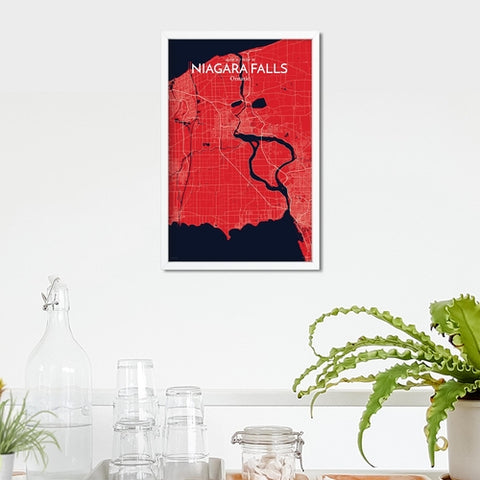 Niagara Falls City Map Poster – Detailed Art Print of Niagara Falls, Ontario for Home Decor, Office Decor, Travel Art, and Unique Gifts