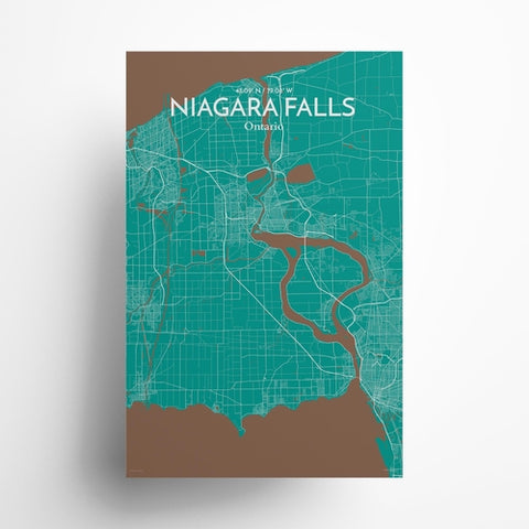 Niagara Falls City Map Poster – Detailed Art Print of Niagara Falls, Ontario for Home Decor, Office Decor, Travel Art, and Unique Gifts