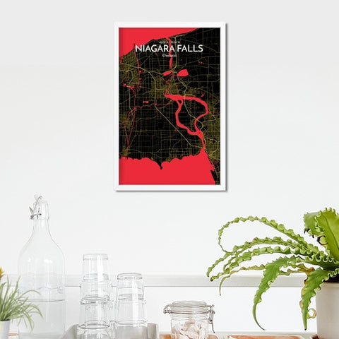 Niagara Falls City Map Poster – Detailed Art Print of Niagara Falls, Ontario for Home Decor, Office Decor, Travel Art, and Unique Gifts