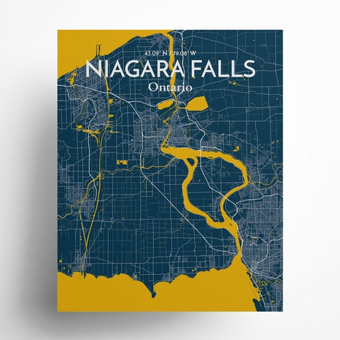 Niagara Falls City Map Poster – Detailed Art Print of Niagara Falls, Ontario for Home Decor, Office Decor, Travel Art, and Unique Gifts